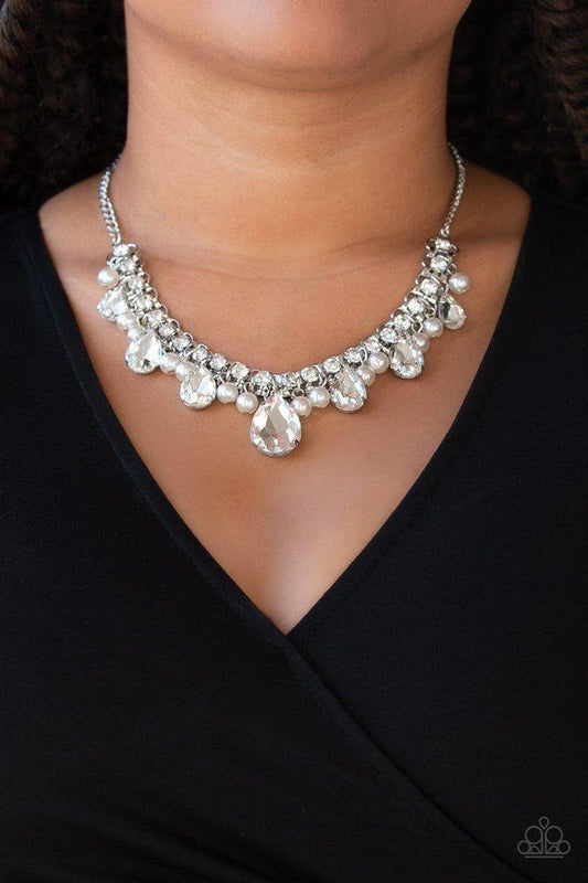 Paparazzi Necklace ~ Knockout Queen - White