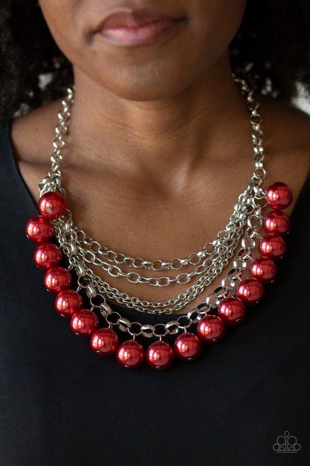 Paparazzi Necklace ~ One-Way WALL STREET - Red