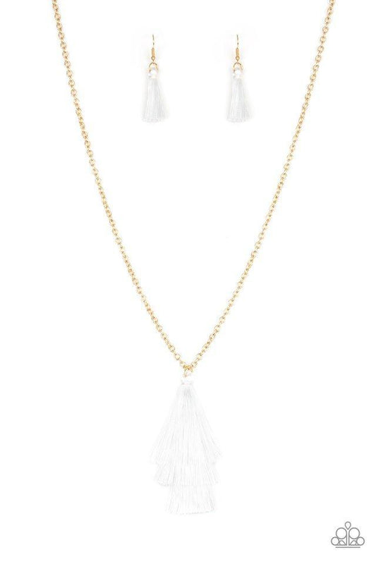 Paparazzi Necklace ~ Triple The Tassel - White