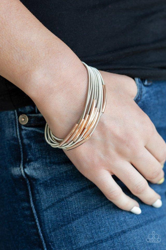 Paparazzi Bracelet ~ Stretch Your Boundaries - Silver