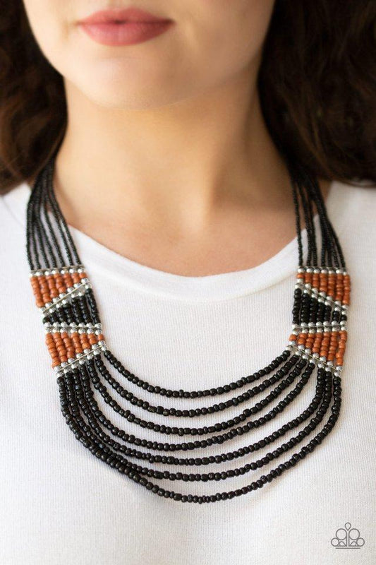 Paparazzi Necklace ~ Kickin It Outback - Black