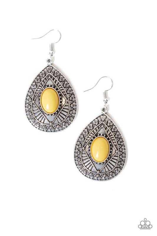 Paparazzi Earring ~ Tropical Topography - Yellow