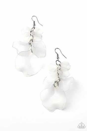 Paparazzi Earring ~ Fragile Florals - White