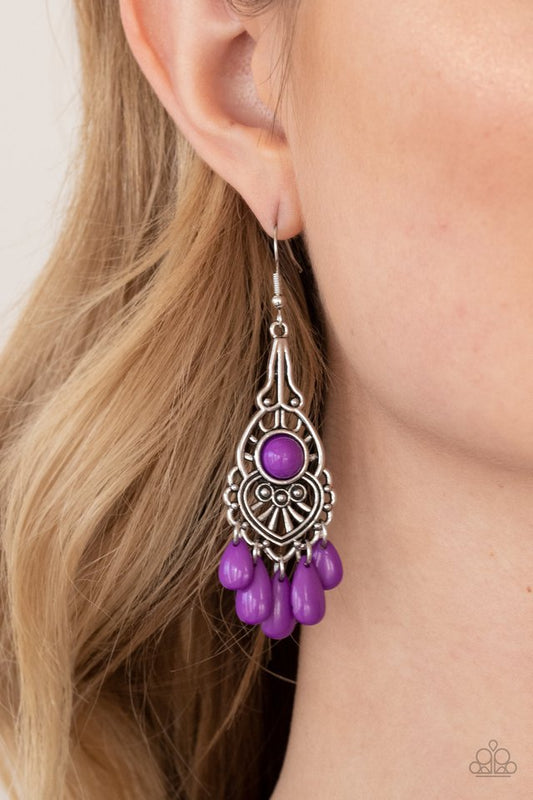 Paparazzi Earring ~ Fruity Tropics - Purple