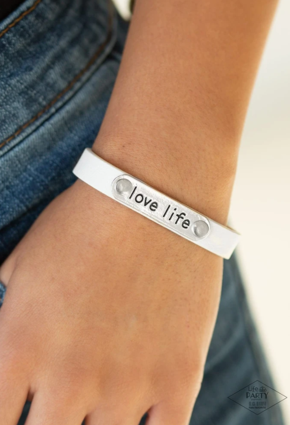 Paparazzi Bracelet ~ Love Life - White